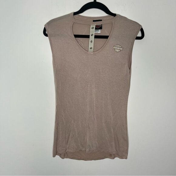 Harley-Davidson Rhinestone Embellished Muscle Tee S - Picture 6 of 8